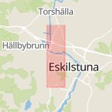 Karta som med röd fyrkant ramar in Västerleden, Eskilstuna, Södermanlands län