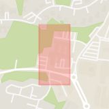 Karta som med röd fyrkant ramar in Sommargatan, Kronoparken, Centralsjukhuset, Karlstad, Värmlands län