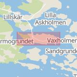 Karta som med röd fyrkant ramar in Björköfjärden, Stockholm, Hornsbergs Strand, Vaxholm, Upplands-bro, Stockholms län