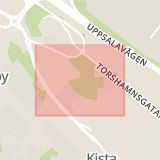 Karta som med röd fyrkant ramar in Kista, Kista Alléväg, Stockholm, Stockholms län