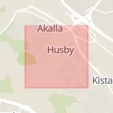 Karta som med röd fyrkant ramar in Kista, Husby, Stockholm, Stockholms län