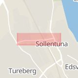 Karta som med röd fyrkant ramar in Bygdevägen, Tureberg, Sollentuna, Stockholms län
