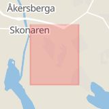 Karta som med röd fyrkant ramar in Åkersberga, Västra Banvägen, Österåker, Stockholms län