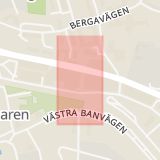 Karta som med röd fyrkant ramar in Åkersberga Centrum, Centrumgaraget, Österåker, Stockholms län