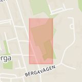 Karta som med röd fyrkant ramar in Hacksta, Idrottsplatsen, Österåker, Stockholms län