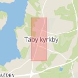 Karta som med röd fyrkant ramar in Täby Kyrkby, Vallentuna, Vikingavägen, Täby, Stockholms län
