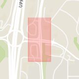 Karta som med röd fyrkant ramar in Sandavägen, Stockholmsvägen, Upplands väsby, Stockholms län