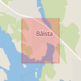 Karta som med röd fyrkant ramar in Bålsta, Enköping, Uppsala län