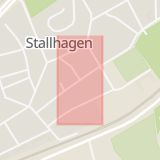 Karta som med röd fyrkant ramar in Stallhagen, Västerås, Västmanlands län