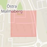 Karta som med röd fyrkant ramar in Kumlagatan, Västerås, Västmanlands län