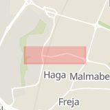 Karta som med röd fyrkant ramar in Hästhovsgatan, Västerås, Västmanlands län