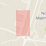 Karta som med röd fyrkant ramar in Skjutbanegatan, Västerås, Västmanlands län