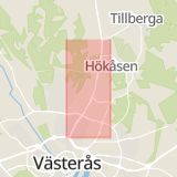 Karta som med röd fyrkant ramar in Bergslagsvägen, Västerås, Västmanlands län