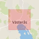 Karta som med röd fyrkant ramar in Västerås, Sala, Västmanlands län