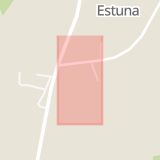 Karta som med röd fyrkant ramar in Estuna, Estuna Kyrka, Svanberga, Norrtälje, Stockholms län