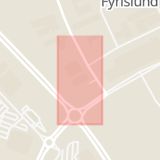 Karta som med röd fyrkant ramar in Alrunegatan, Fyrislundsgatan, Uppsala, Uppsala län