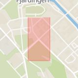 Karta som med röd fyrkant ramar in Drottninggatan, Nedre Slottsgatan, Uppsala, Uppsala län