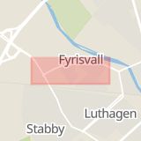 Karta som med röd fyrkant ramar in Librobäck, Fyrisvallsgatan, Uppsala, Uppsala län