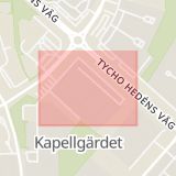 Karta som med röd fyrkant ramar in Kantorsgatan, Uppsala, Uppsala län