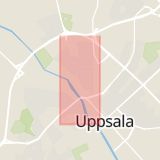 Karta som med röd fyrkant ramar in Svartbäcksgatan, Uppsala, Uppsala län
