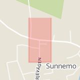 Karta som med röd fyrkant ramar in Sunnemo, Hagfors, Värmlands län