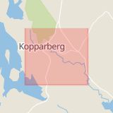 Karta som med röd fyrkant ramar in Ljusnarsbergs Kommun, Kopparberg, Ljusnarsberg, Örebro län