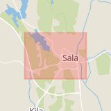 Karta som med röd fyrkant ramar in Sala Kommun, Sala, Västmanlands län
