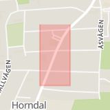 Karta som med röd fyrkant ramar in Horndal, Orange, Avesta, Dalarnas län
