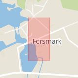 Karta som med röd fyrkant ramar in Forsmark, Östhammar, Uppsala län