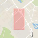 Karta som med röd fyrkant ramar in Norrskensgatan, Borlänge, Dalarnas län
