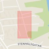 Karta som med röd fyrkant ramar in Gammelgårdsvägen, Älvåsgatan, Borlänge, Dalarnas län