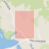 Karta som med röd fyrkant ramar in Honefsgatan, Domnarvet, Borlänge, Dalarnas län