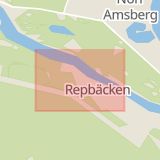 Karta som med röd fyrkant ramar in Repbäcken, Borlänge, Dalarnas län