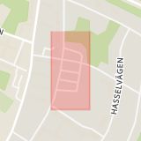 Karta som med röd fyrkant ramar in Hjortronvägen, Hälsinggården, Falun, Dalarnas län