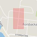 Karta som med röd fyrkant ramar in Forsbacka, Gävleborgs län