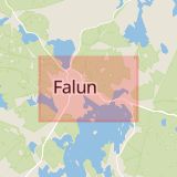 Karta som med röd fyrkant ramar in Leksand, Noret, Borlänge, Falun, Dalarnas län