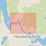 Karta som med röd fyrkant ramar in Leksand, Mora, Dalarnas län
