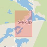 Karta som med röd fyrkant ramar in Borgärdesvägen, Svärdsjö, Falun, Dalarnas län