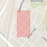 Karta som med röd fyrkant ramar in Brogatan, Bollnäs, Gävleborgs län