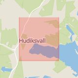 Karta som med röd fyrkant ramar in Harmånger, Hudiksvall, Nordanstig, Gävleborgs län