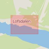 Karta som med röd fyrkant ramar in Lofsdalen, Lillholmsjö, Odensalavägen, Jämtlands län