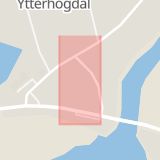 Karta som med röd fyrkant ramar in Östersund, Åsevägen, Lugnvik, Ytterhogdal, Mattmar, Jämtlands län