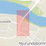 Karta som med röd fyrkant ramar in Njurunda, Högsta, Sundsvall, Västernorrlands län