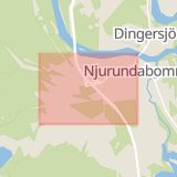 Karta som med röd fyrkant ramar in Ängomsvägen, Sundsvall, Västernorrlands län
