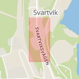 Karta som med röd fyrkant ramar in Svartvik, Högsta, Sundsvall, Västernorrlands län