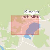 Karta som med röd fyrkant ramar in Allsta, Klingsta, Sundsvall, Västernorrlands län