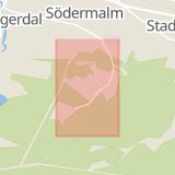 Karta som med röd fyrkant ramar in Granmodalsgatan, Södermalm, Sundsvall, Västernorrlands län