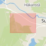 Karta som med röd fyrkant ramar in Sundsvall, Nacksta, Västernorrlands län