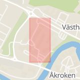 Karta som med röd fyrkant ramar in Bergsgatan, Västermalm, Sundsvall, Västernorrlands län