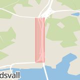 Karta som med röd fyrkant ramar in Trafikgatan, Haga, Sundsvall, Västernorrlands län